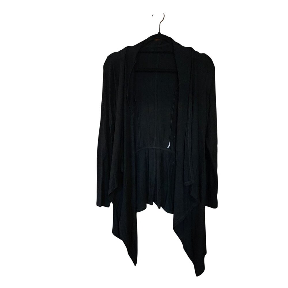 Black Draped Open Front Cardigan Womens S